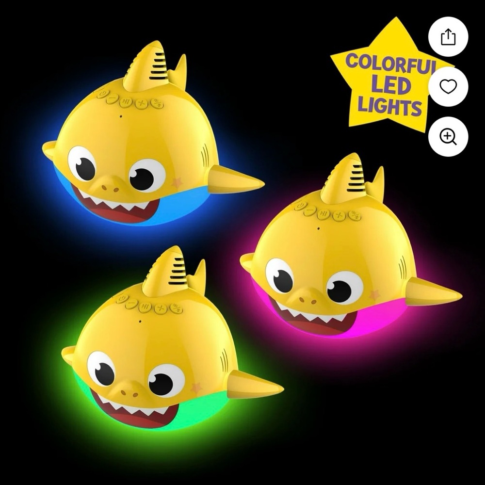 NEW Baby Shark Floating Waterproof LED Wireless Bluetooth Portable Speaker - Picture 4 of 10